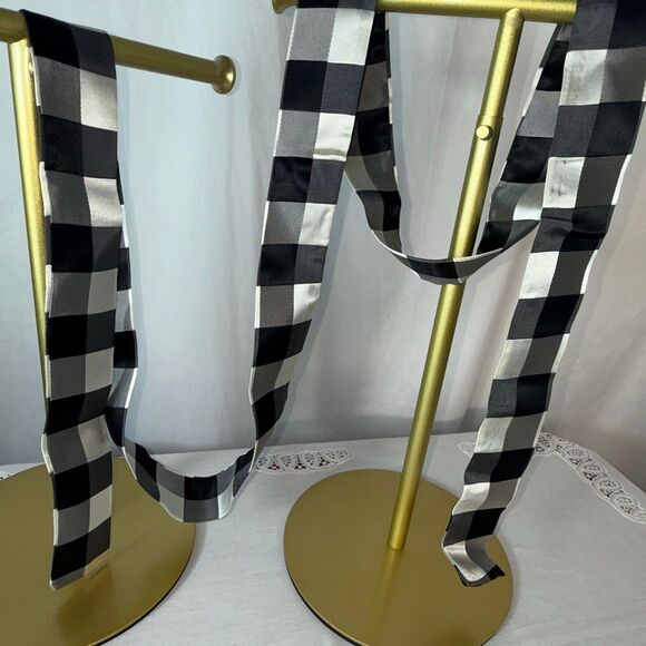 1970s Mod Black & White Checkered Taffeta Sash – 80.5” Long Vintage Belt Scarf - Picture 3 of 15